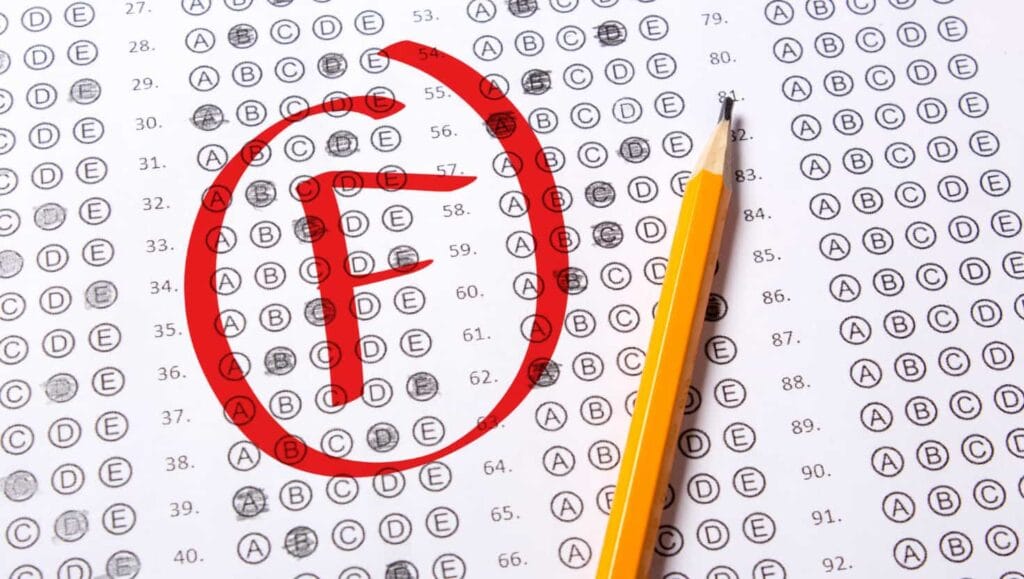 Test marked with an F