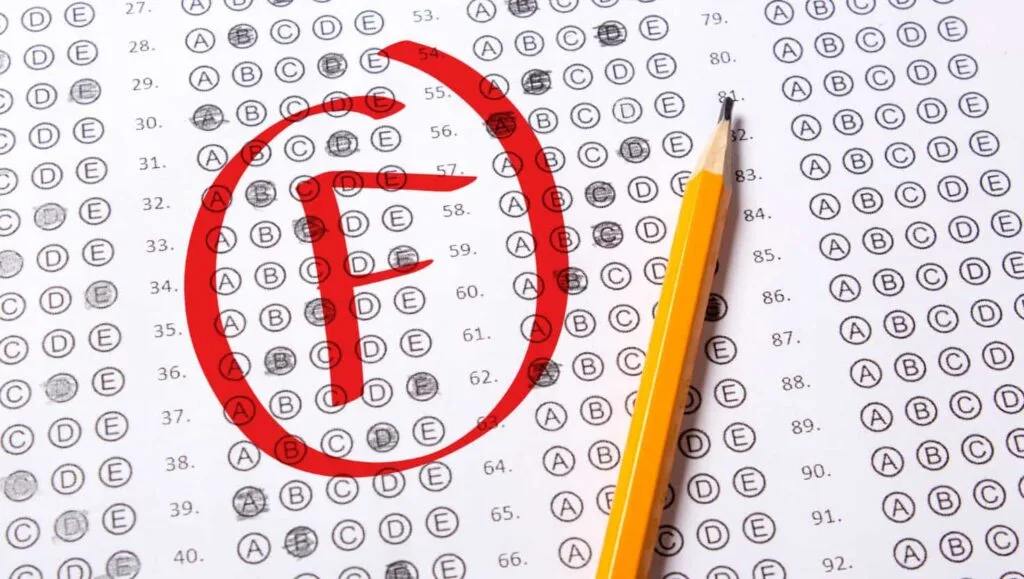 Test marked with an F